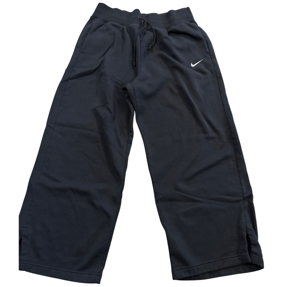 Nike Phoenix Fleece Wide Leg Black Cropped Sweatpants DQ5615-010 Womens XL